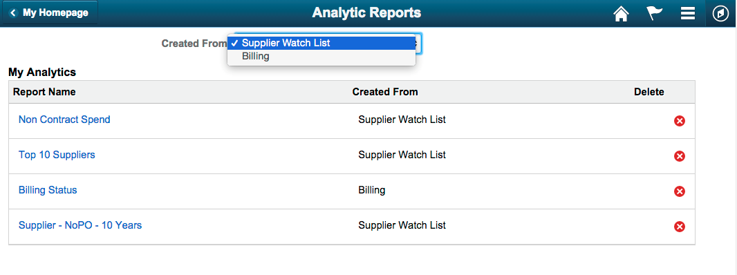 Analytic Reports page