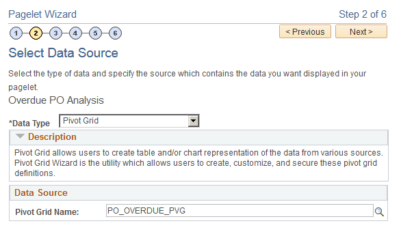 Select Data Source page