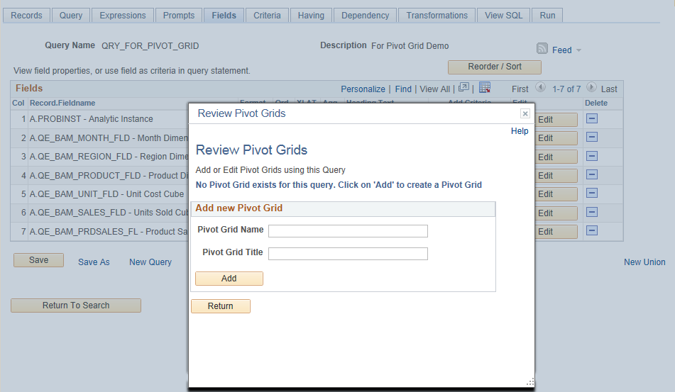 Review Pivot Grids Page