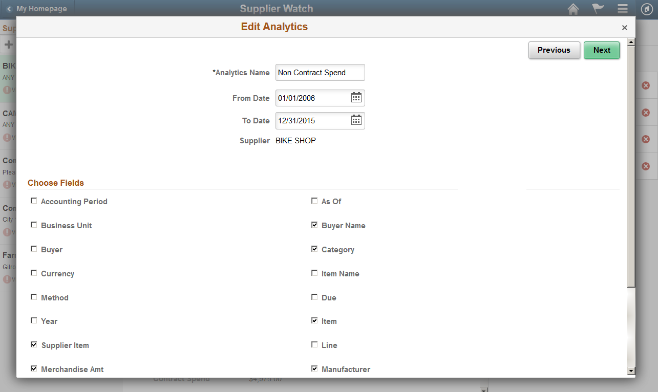 Edit Analytics wizard - step 2