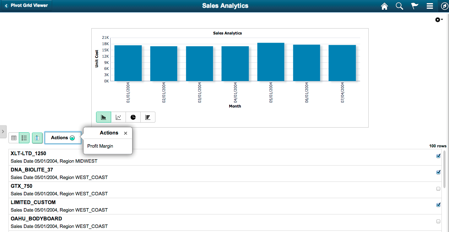 Bulk-related actions for a list view