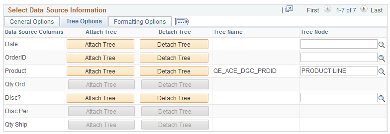 Tree Options section