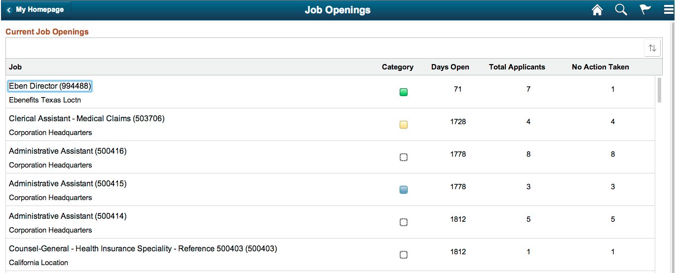 Job Openings application Fluid page