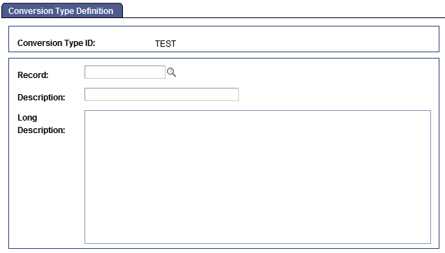 Conversion Type Definition page