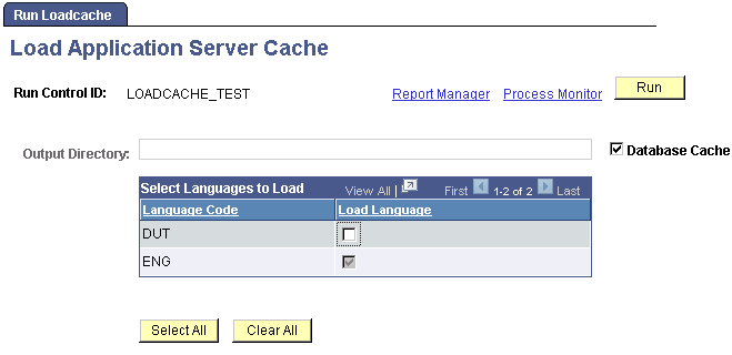Load Application Server Cache page