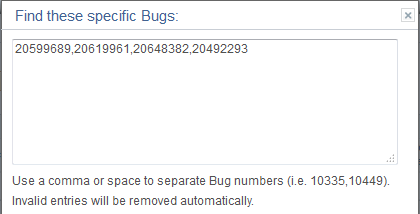 Find these specific Bugs page