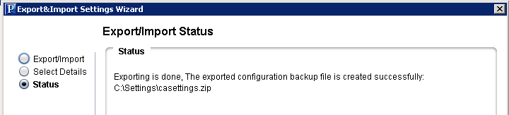 Export&amp;Import Settings - Export/Import Status