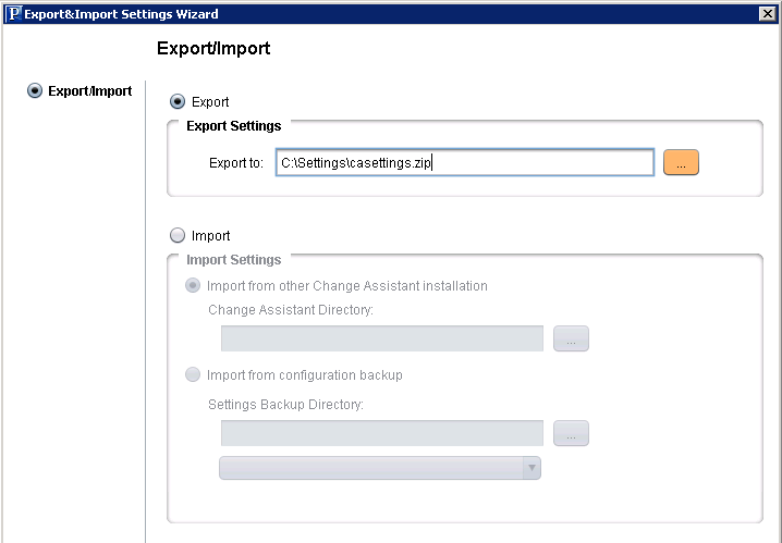 Export/Import Change Assistant Settings