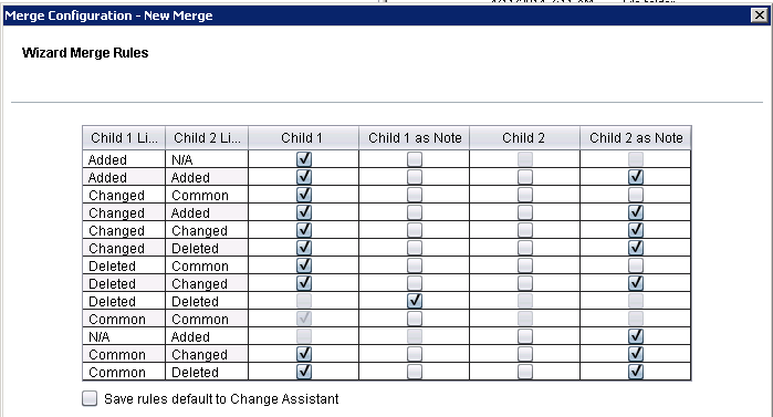 Wizard Merge Rules page