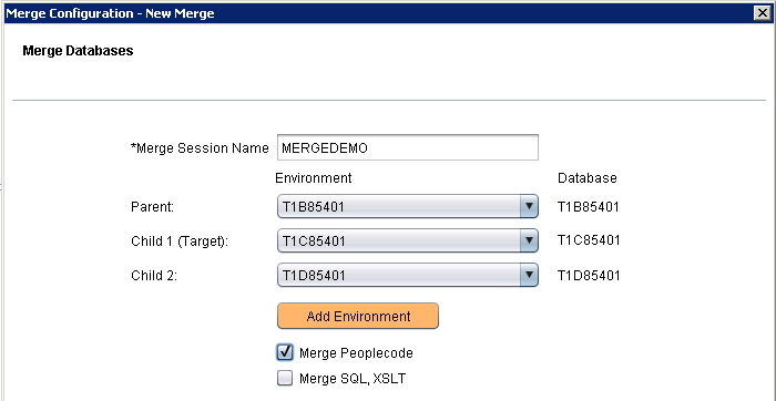 Merge Databases page