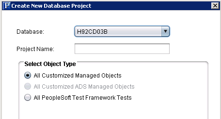 Create New Database Project page
