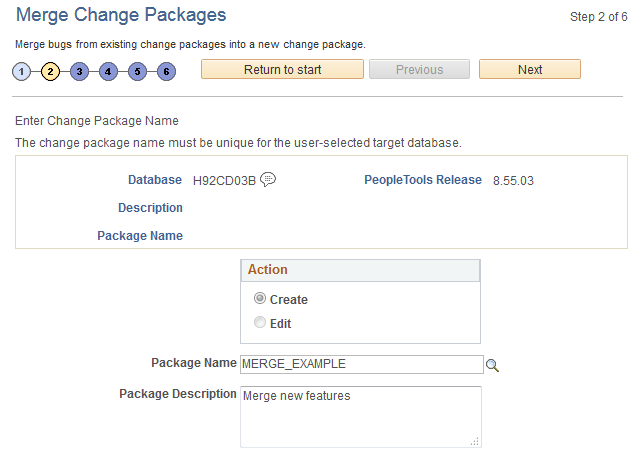 Merge Change Package step 2 of 6