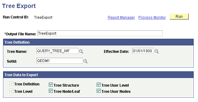 Tree Export page