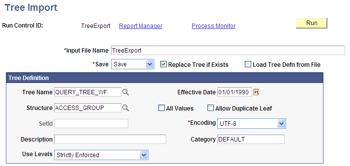Tree Import page