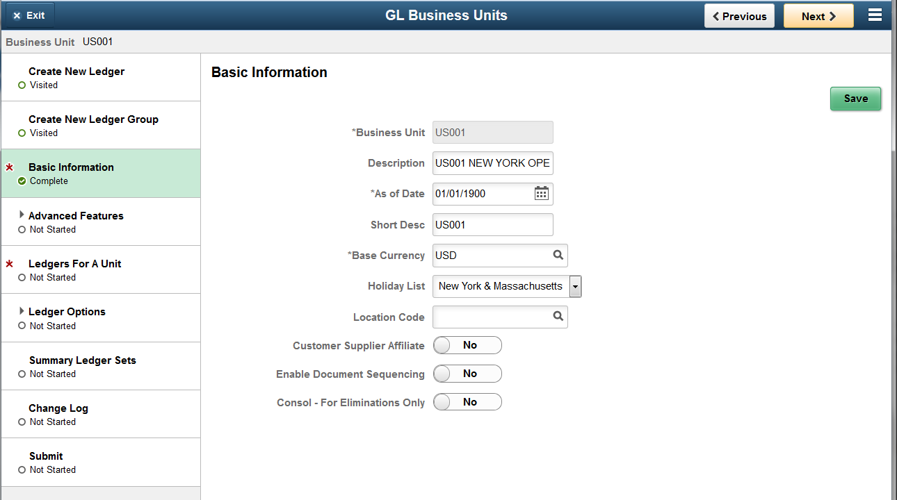 GL Business Units activity guide