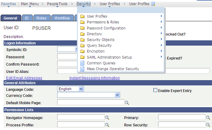 Sample drop-down menu navigation showing breadcrumbs, a submenu, and the persistent search icon.