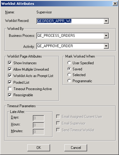 Worklist Attributes dialog box