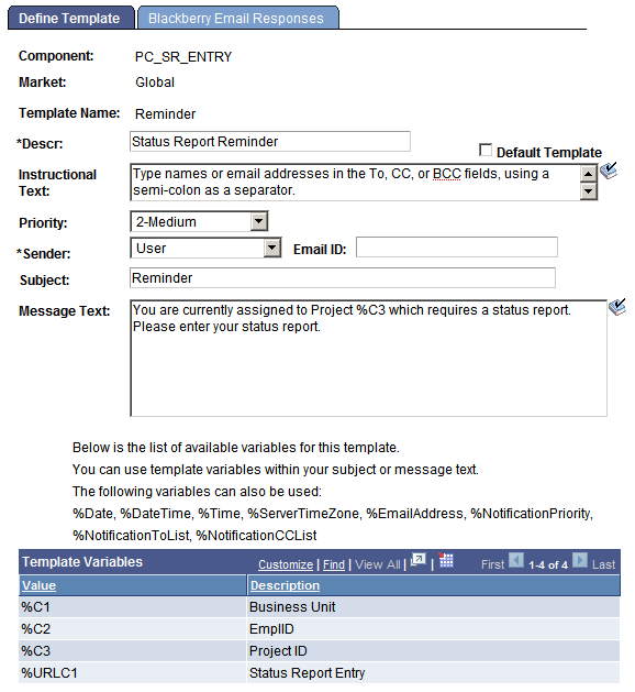 Define Template page