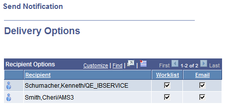 Delivery Options page