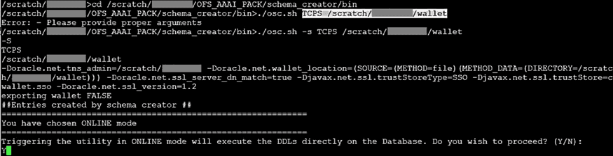 This illustration shows the Schema Creator Utility execution in the TCPS mode.