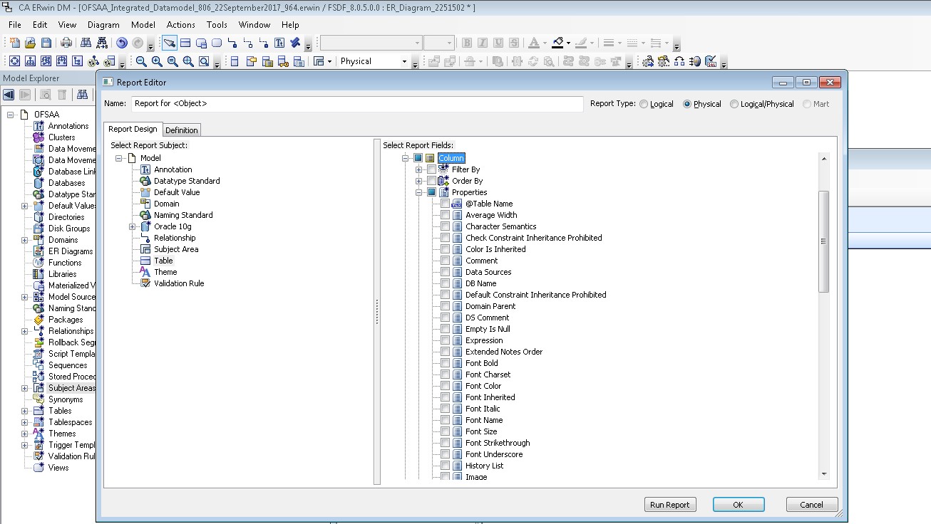 Creating Data Model Report from erwin