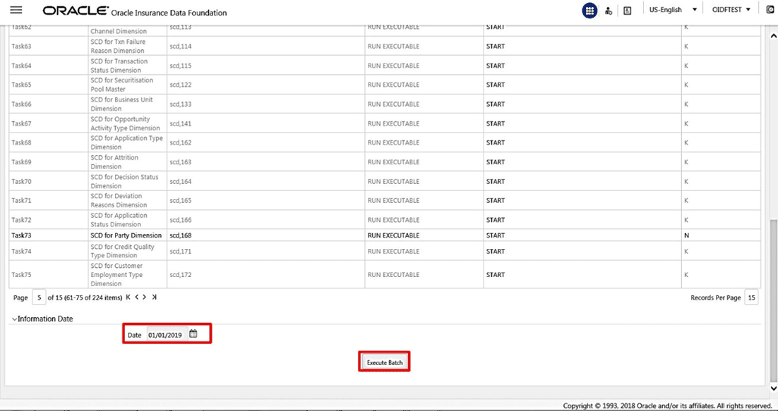 Title: Description of selecting the FIC_MIS date and executing the SCD Batch illustration follows - Description: This illustration shows selecting the FIC_MIS date and executing the SCD Batch.