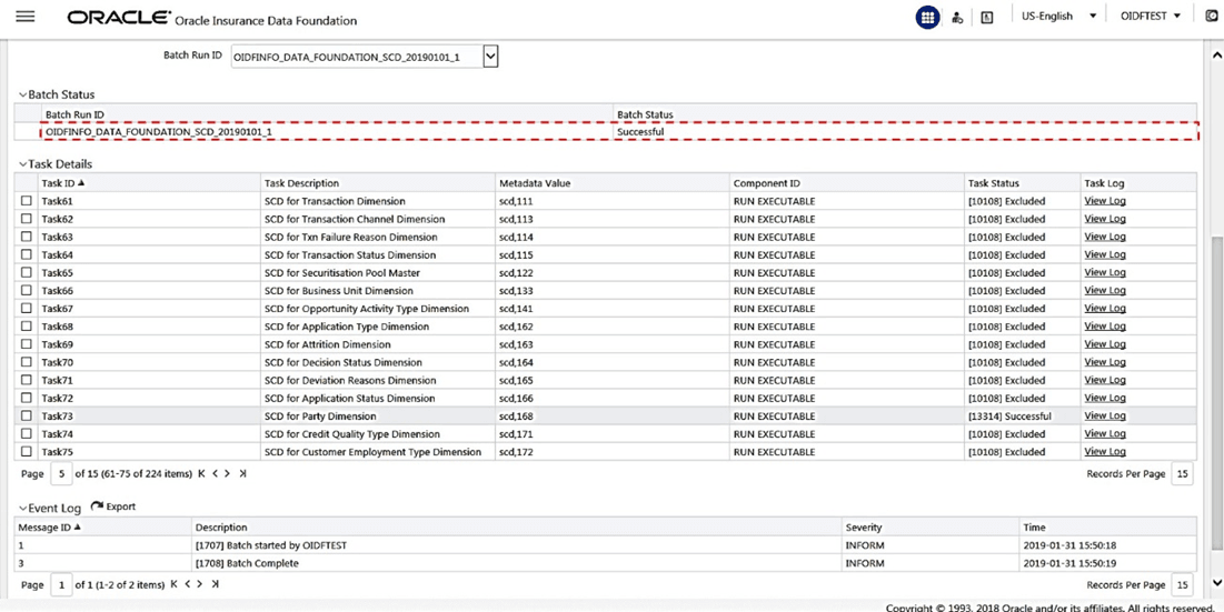 Title: Description of the Batch execution status follows - Description: This illustration shows the Batch execution status in the form of a message. More information is provided in the paragraph that follows this illustration.
