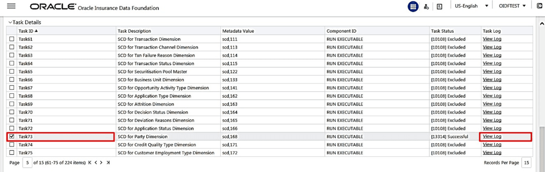 Title: Description of selecting View Log for the Task that was included in the Batch execution follows - Description: This illustration shows selecting View Log for the Task that was included in the Batch execution.
