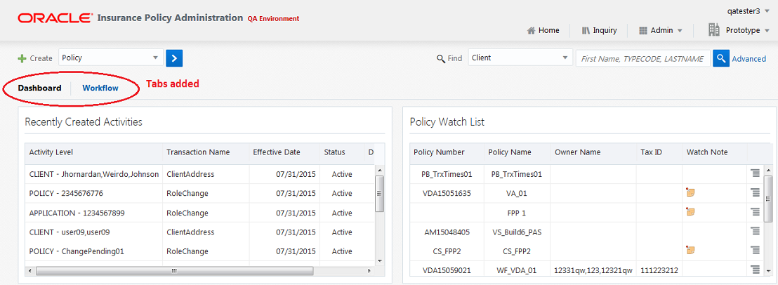 Workflow Widgets on OIPA Dashboard