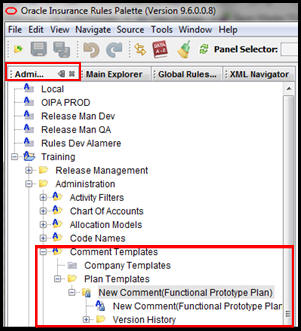 Comment Template Navigation in Admin Explorer