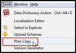 Plan Copy option in Tools Menu
