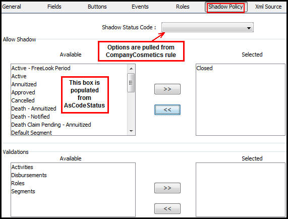 Shadow Policy Pane in Policy Screen Rule