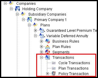Configuring Plan Level Transactions in the Rules Palette