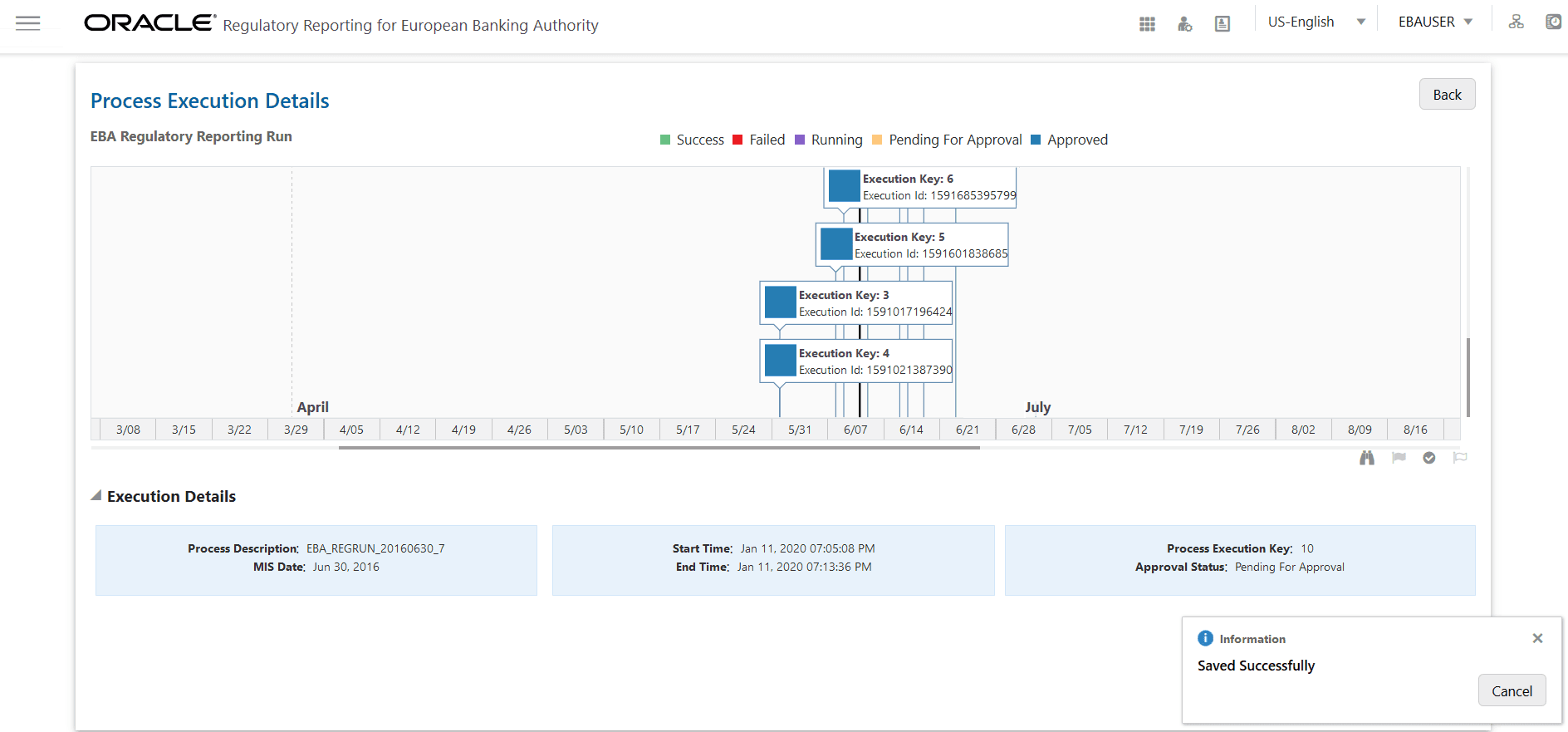 Description of the Request Report Flag page follows This illustration shows the request report flag saved details.