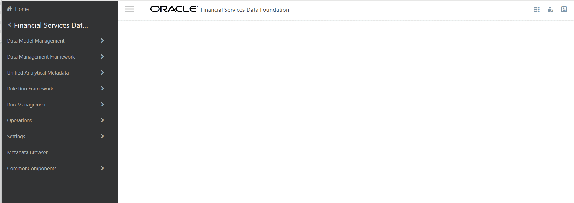 Description of the Financial Data Foundation Home page follows This illustration shows the OFSDF home page which is displayed after you login.