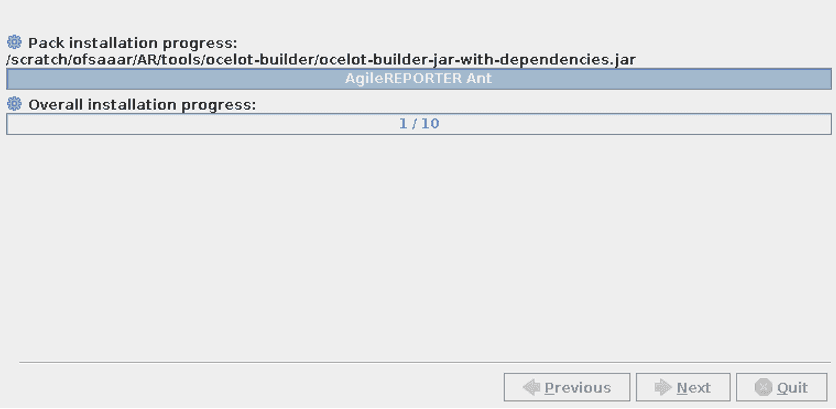 Installation Progress Sample 4 Installing the OFS AgileREPORTER Applications Pack
