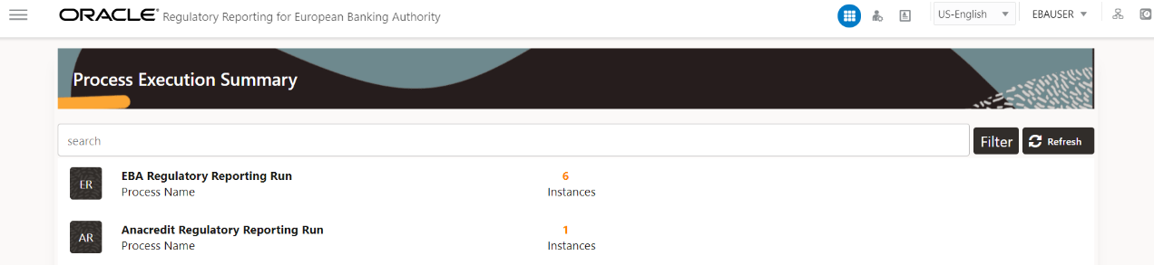 This illustration shows the list of process names and you can view the details using the view icon.