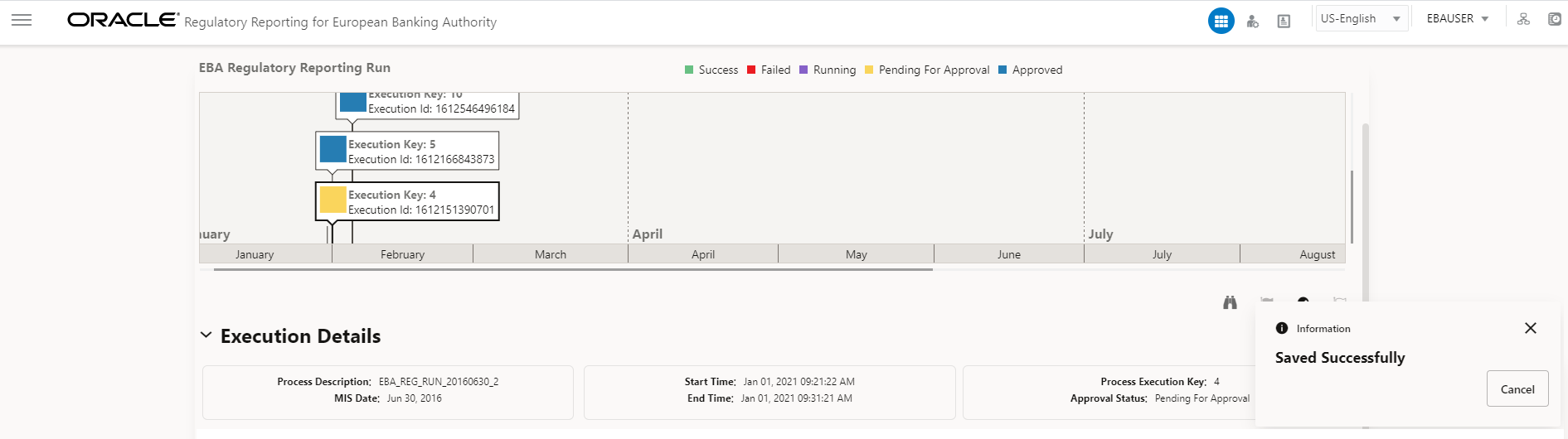 This illustration shows the request report flag saved details.