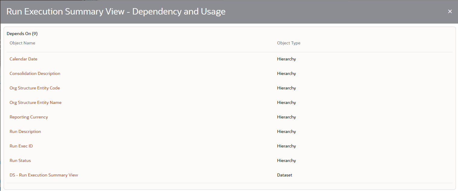 This illustration shows the Business Metadata derived entity details such as Object Name and Object Type.