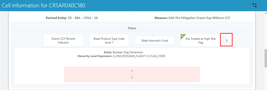 This illustration shows the Multiple Filter Values window, you can select the Move icon to view the filters.