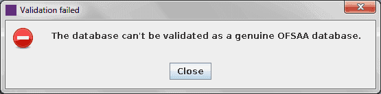 This illustration shows the OFSSA database validation details.