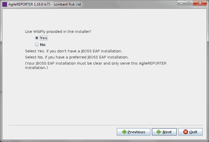 This illustration shows the JBOSS selection details.