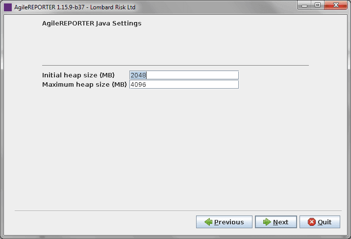 This illustration shows the AgileREPORTER Java Settings details.