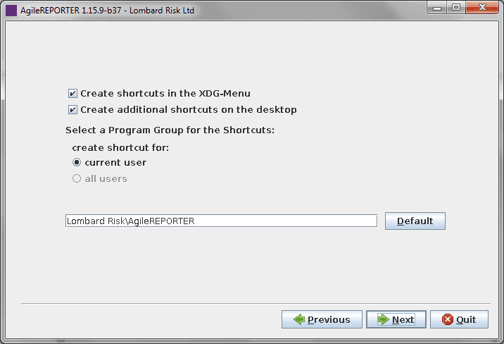This illustration shows the Agile REPORTER shortcut settings details.