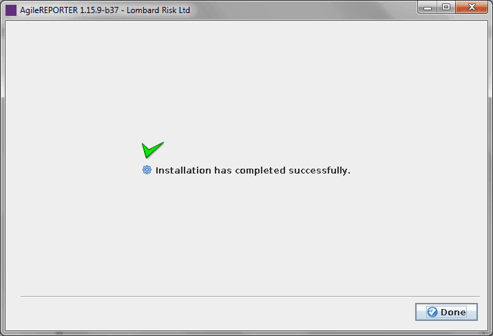 This illustration shows the successful installation of the AgileREPORTER.