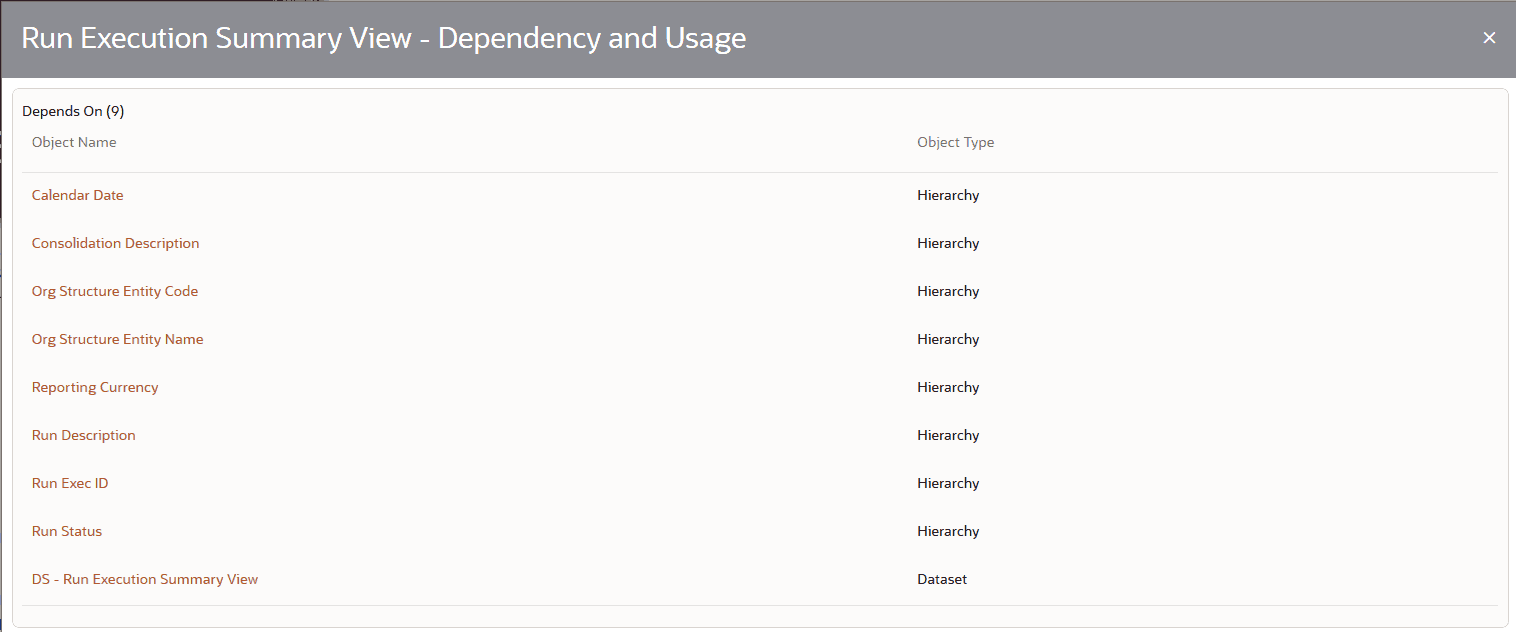 This illustration shows the Business Metadata derived entity details such as Object Name and Object Type.