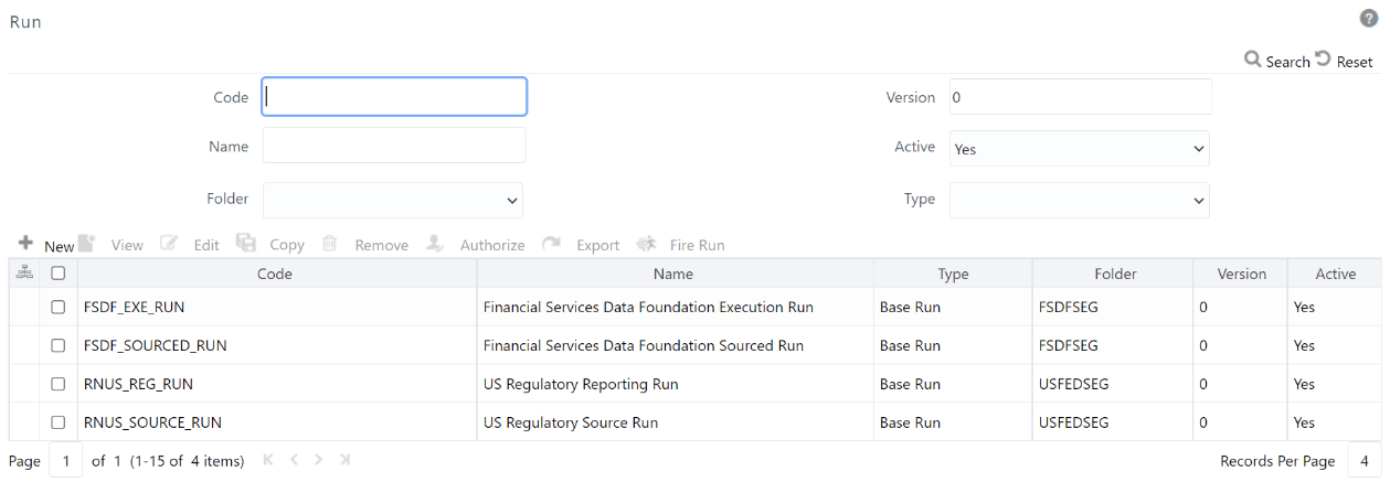 This illustration shows the list of available runs in the run Summary page.