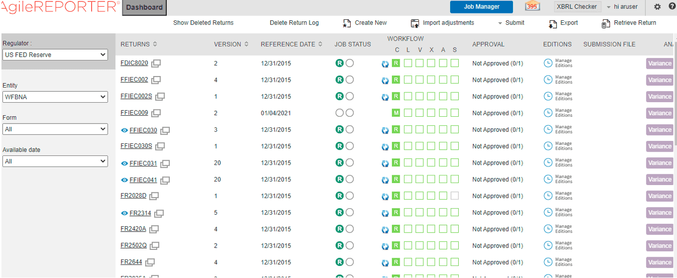 Description of AgileREPORTER page follows This illustration shows the configuration set up for the Entity and the report templates for AgileREPORTER and OFSAA.