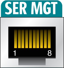 image:Figure showing serial management port and label.