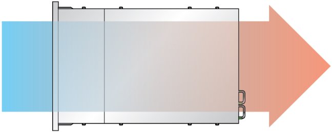 image:サーバーの通気の方向を示す図。